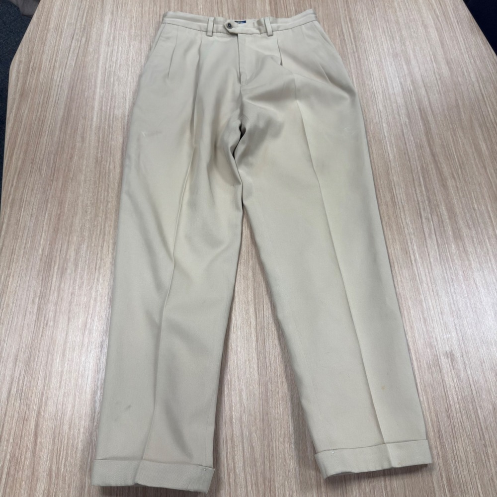 Vintage Callaway Golf Pro-Spin Pleated Pants Mens 33x32 Fits 30x31 Beige